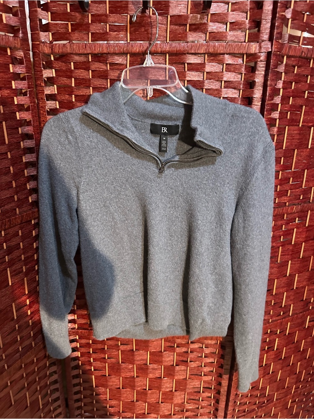 Banana Republic 100% MERINO WOOL Women's Charcoal Gray Quarter Zip Sweater